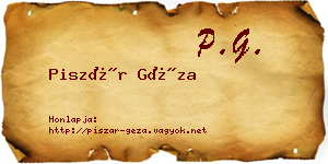Piszár Géza névjegykártya